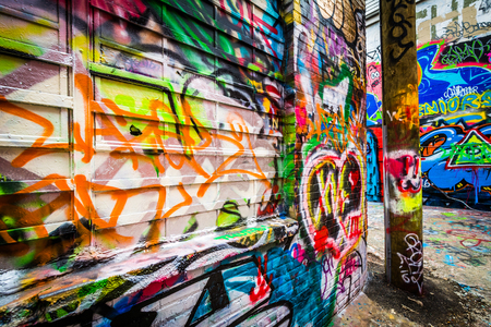 Graffiti Alley, in the Station North District of Baltimore, Maryland.のeditorial素材