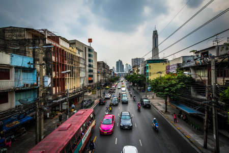 View of Ratchaprarop Road, in Bangkok, Thailand.のeditorial素材