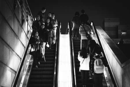 Escalator in the Xinyi District, Taipei, Taiwan.のeditorial素材
