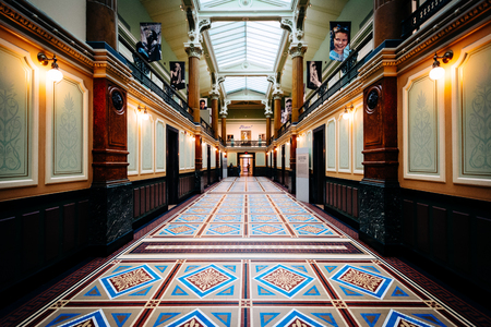 Interior hallway in the National Portrait Gallery at the Smithsonian American Art Museum, in Washington, DC.のeditorial素材