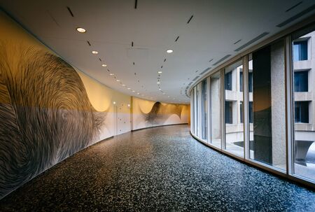 Interior hallway in the Hirshhorn Museum, in Washington, DC.のeditorial素材