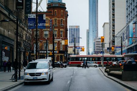 Yonge Street, in downtown Toronto, Ontario.のeditorial素材