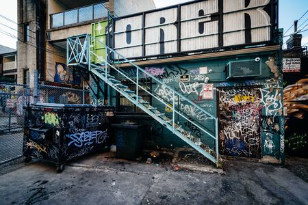 Street art in Graffiti Alley, in the Fashion District of Toronto, Ontario.のeditorial素材