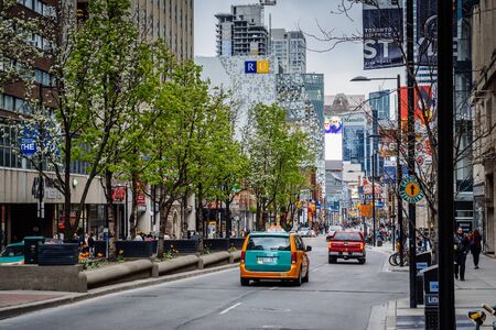 Yonge Street, in downtown Toronto, Ontario.のeditorial素材