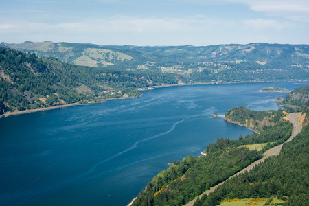 View of the Columbia River from Mitchell Point, Columbia River Gorge, Oregon.の写真素材