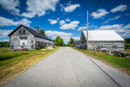 Old barns along a country road in Allenstown, New Hampshire.の写真素材