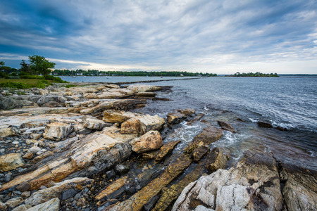 Rocky coast at Odiorne Point State Park, in Rye, New Hampshire.の写真素材