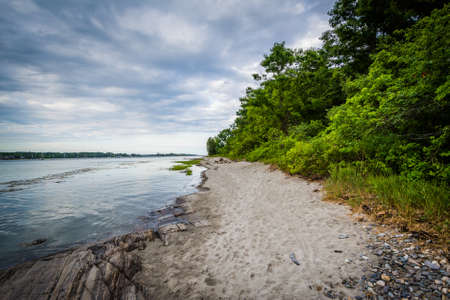Rocky coast at Odiorne Point State Park, in Rye, New Hampshire.の写真素材