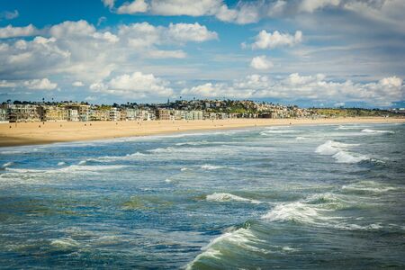 View of the Pacific Ocean and beach in Venice Beach, Los Angeles, California.の写真素材