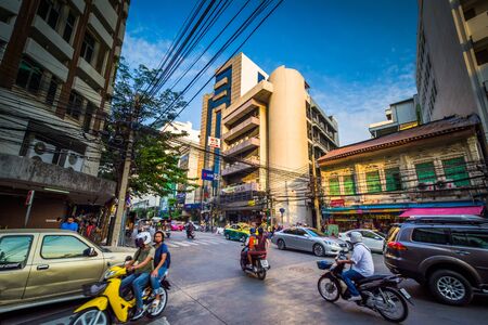 Intersection in Rattanakosin, in Bangkok, Thailand.のeditorial素材