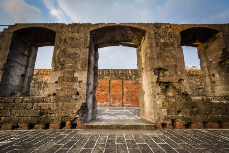 The historic walls of Fort Santiago, in Intramuros, Manila, The Philippines.の写真素材
