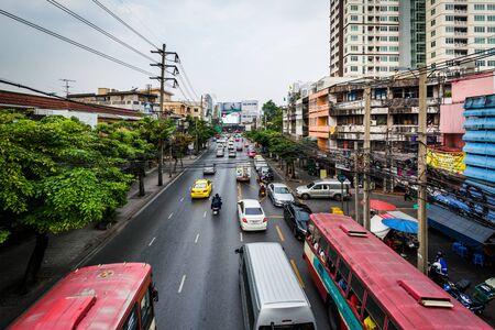 View of Ratchaprarop Road, in Bangkok, Thailand.のeditorial素材