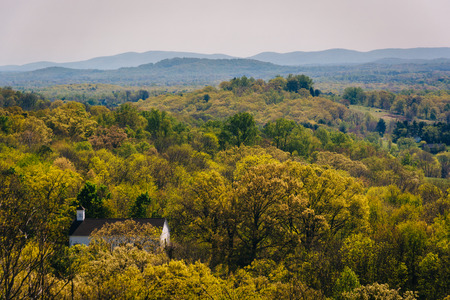 Spring view of the Appalachian Mountains from an overlook on I-64 near Waynesboro, Virginia.の写真素材