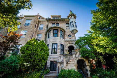 Houses near Dupont Circle, in Washington, DC.の写真素材