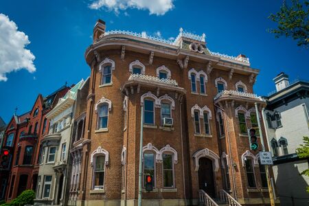 Historic row houses along Logan Circle, in Washington, DC.の写真素材