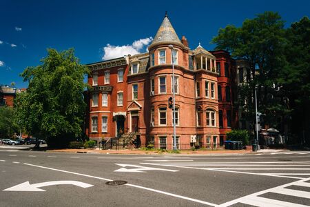 Historic houses at Logan Circle, in Washington, DC.の写真素材
