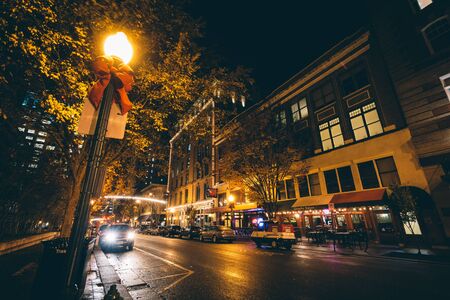 Granby Street at night, in Norfolk, Virginia.のeditorial素材