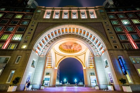 Rowes Wharf at night, in Boston, Massachusetts.のeditorial素材
