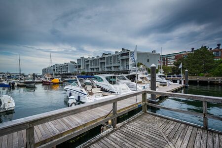 Marina on the Charles River, in Charlestown, Boston, Massachusetts.のeditorial素材