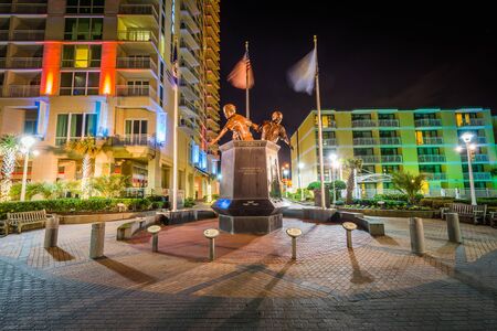 The Virginia Beach Law Enforcement Memorial at night, in Virginia Beach, Virginia.のeditorial素材