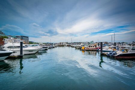 Marina on the Charles River, in Charlestown, Boston, Massachusetts.のeditorial素材