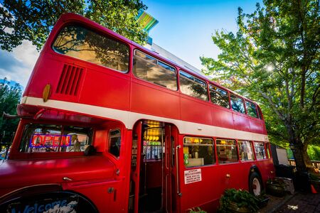 The Double Decker Bus in Downtown Asheville, North Carolina.の写真素材