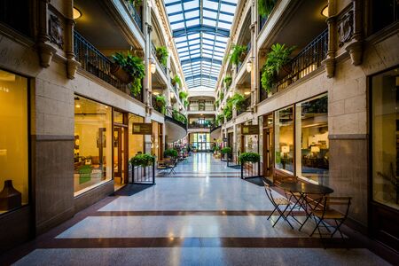 The interior of the Grove Arcade, in Asheville, North Carolina.のeditorial素材