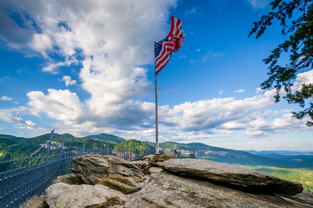 American flag on Chimney Rock, at Chimney Rock State Park, North Carolina.