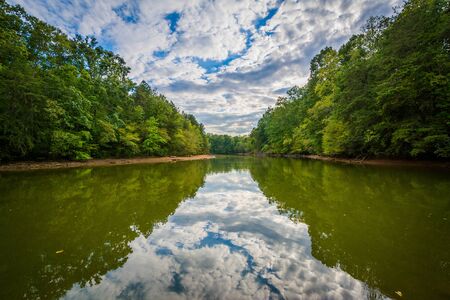 Beautiful clouds over Lake Norman, at Lake Norman State Park, North Carolina.の写真素材