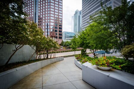 Gardens and walkway, in Uptown Charlotte, North Carolina.の写真素材
