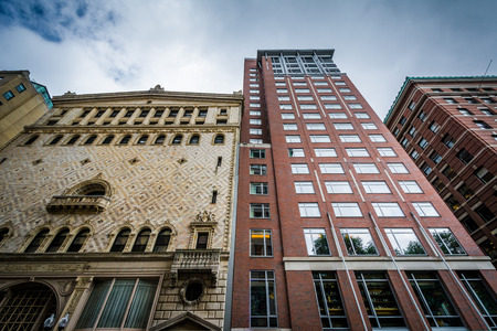 Buildings on Tremont Street, in Boston, Massachusetts.の写真素材