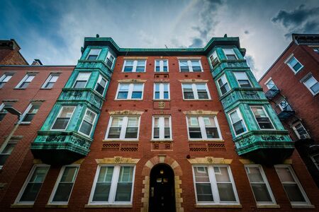Historic buildings in the North End of Boston, Massachusetts.の写真素材