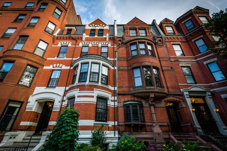 Historic brick buildings in Back Bay, Boston, Massachusetts.の写真素材