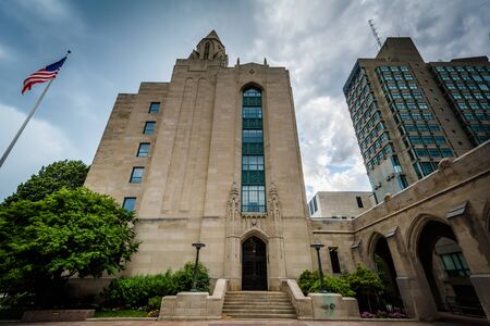 Buildings at Marsh Plaza at Boston University, in Boston, Massachusetts.の写真素材