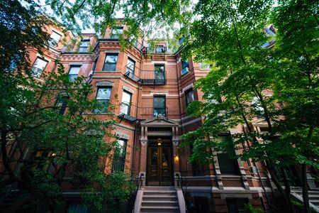 Historic brick buildings in Back Bay, Boston, Massachusetts.の写真素材