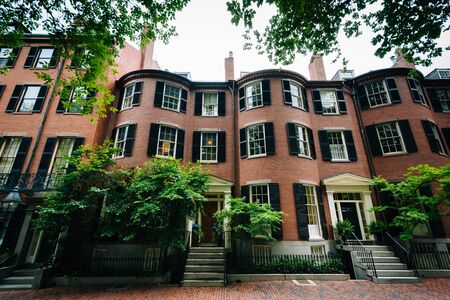 Historic brick buildings in Beacon Hill, Boston, Massachusetts.の写真素材