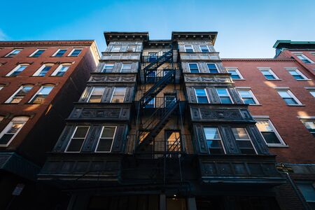 Historic buildings in the North End of Boston, Massachusetts.