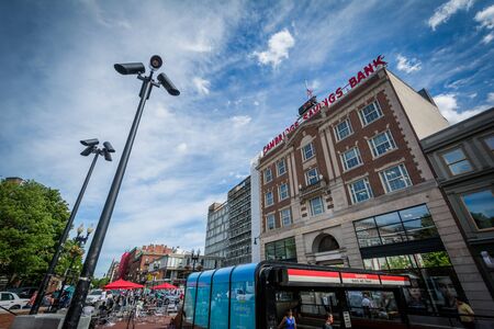 Buildings at Harvard Square, in Cambridge, Massachusetts.のeditorial素材