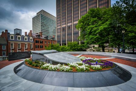 The Massachusetts Law Enforcement Memorial, in Beacon Hill, Boston, Massachusetts.のeditorial素材