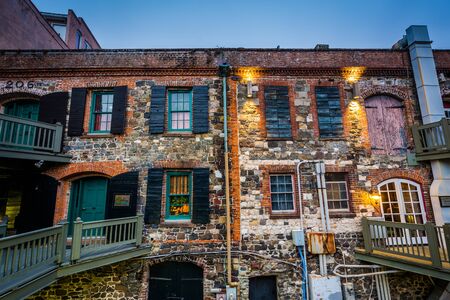 Old buildings along Bay Street, in Savannah, Georgia.
