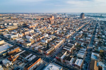 Aerial view of Canton in Baltimore, Maryland.の写真素材