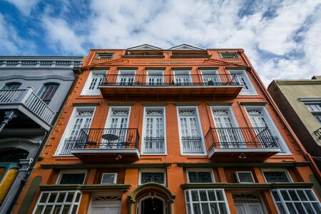 Colorful buildings in the French Quarter of New Orleans, Louisiana.の写真素材