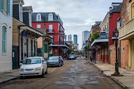 Street and buildings in the French Quarter, New Orleans, Louisiana.のeditorial素材