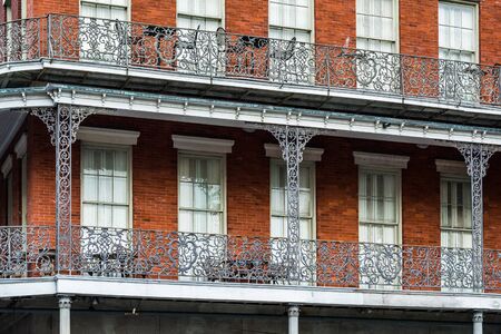 Balconies in the French Quarter, in New Orleans, Louisiana.の写真素材