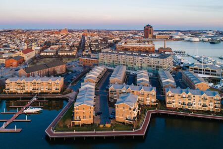 Aerial view of the Canton Waterfront, in Baltimore, Maryland.の写真素材