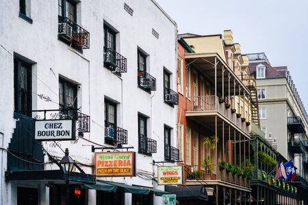 Buildings along St. Louis Street, in New Orleans, Louisiana.のeditorial素材
