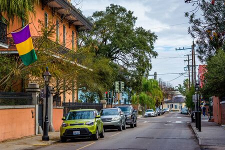 Street and buildings in the French Quarter, New Orleans, Louisiana.のeditorial素材
