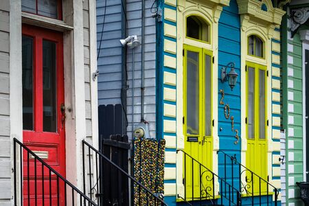 Colorful doors in Marigny, in New Orleans, Louisiana.の写真素材