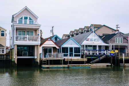Houses along Cape May Harbor, in Cape May, New Jersey.のeditorial素材