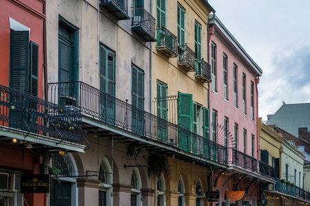 Colorful buildings in the French Quarter, in New Orleans, Louisiana.のeditorial素材
